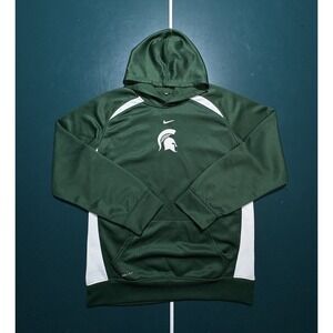 Vintage Nike Michigan State Hoodie Sweatshirt Mens Small Center Swoosh Green Y2K